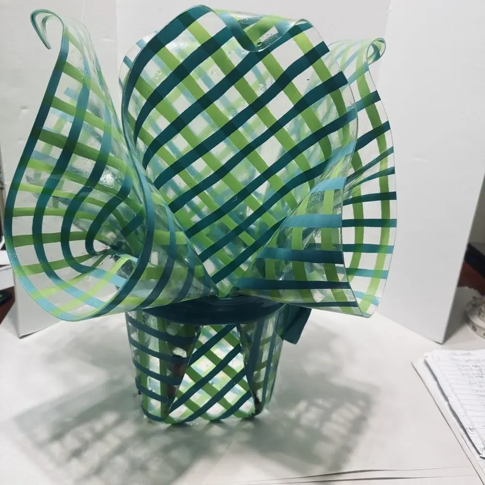 Lily for Hangables Plastic Vase Wine Bucket Teal Green Bow Handmade USA Gift